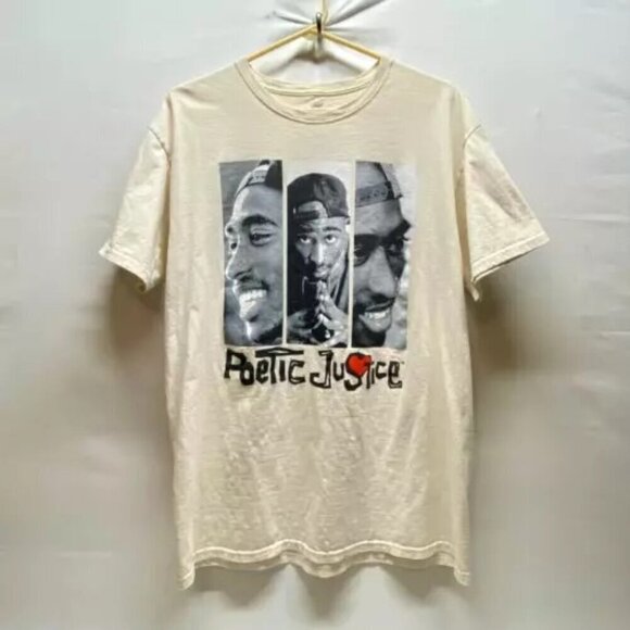 2 Pac TuPac Poetic Justice Shirt Philcos Adult Large Cream Graphic Logo T-Shirt - Picture 1 of 12
